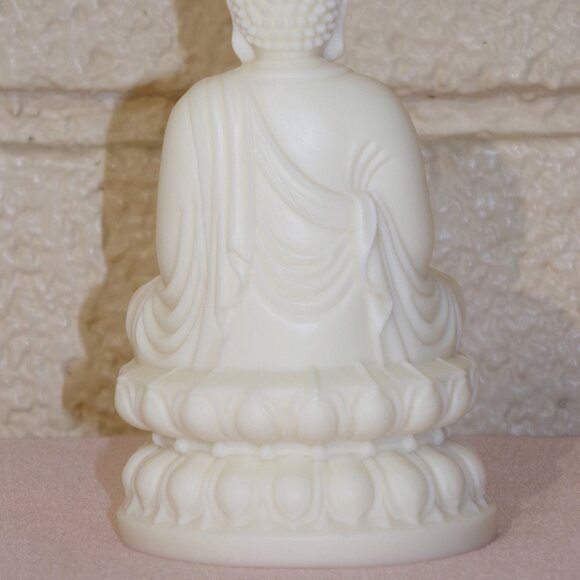 SHAKYAMUNI BUDDHA WHITE STATUE-Dhyana Samadhi-Resin-4.5"-Meditation-Mudra New - Picture 13 of 14